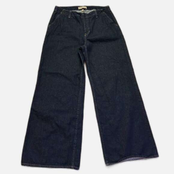 J. Crew Point Sur Jeans Womens 32 Blue Wide Leg Puddle 100% Cotton Made in USA - Picture 1 of 9